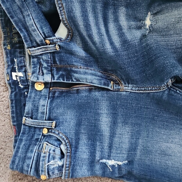 7 For All Man Kind  Blue Distressed Jeans - Picture 4 of 8